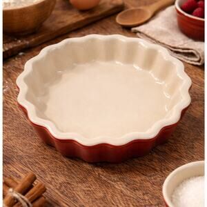 Le Creuset 11-08 red fluted mini tart quiche baking dish stoneware round cream